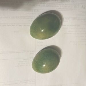 Green Polished Stone Half Egg Set OBO